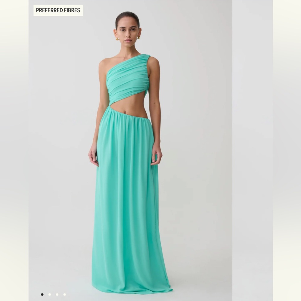 NWT Meshki Aria Chiffon Cut Out Maxi Dress- Lagoon